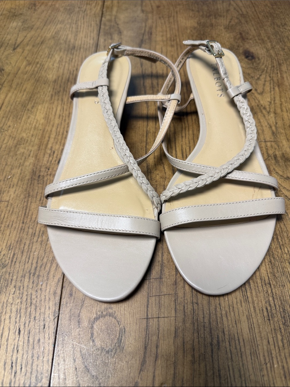 Talbots Women's Braided Strap Slingback Sandal in Light Beige